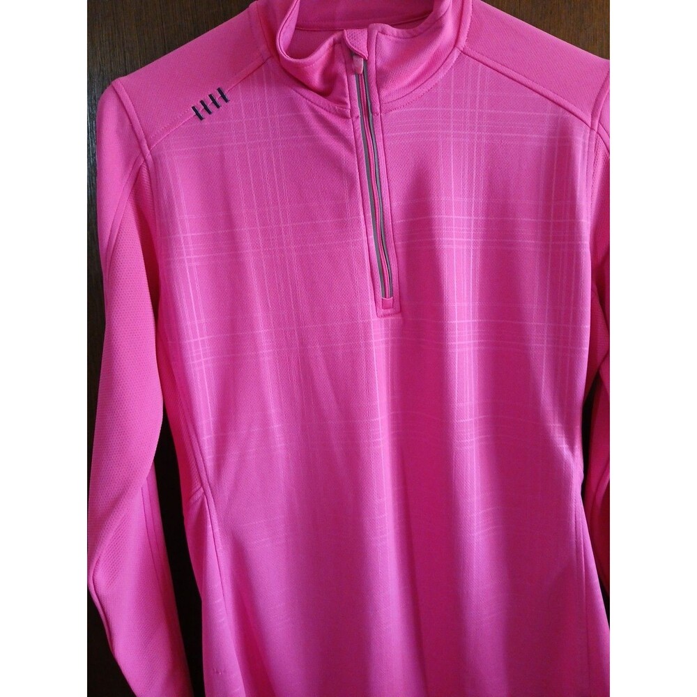 Reebok Women’s Quarter Zip PlayDry Pink-White  Large  Walking Outdoors Thunbhole - Picture 2 of 16